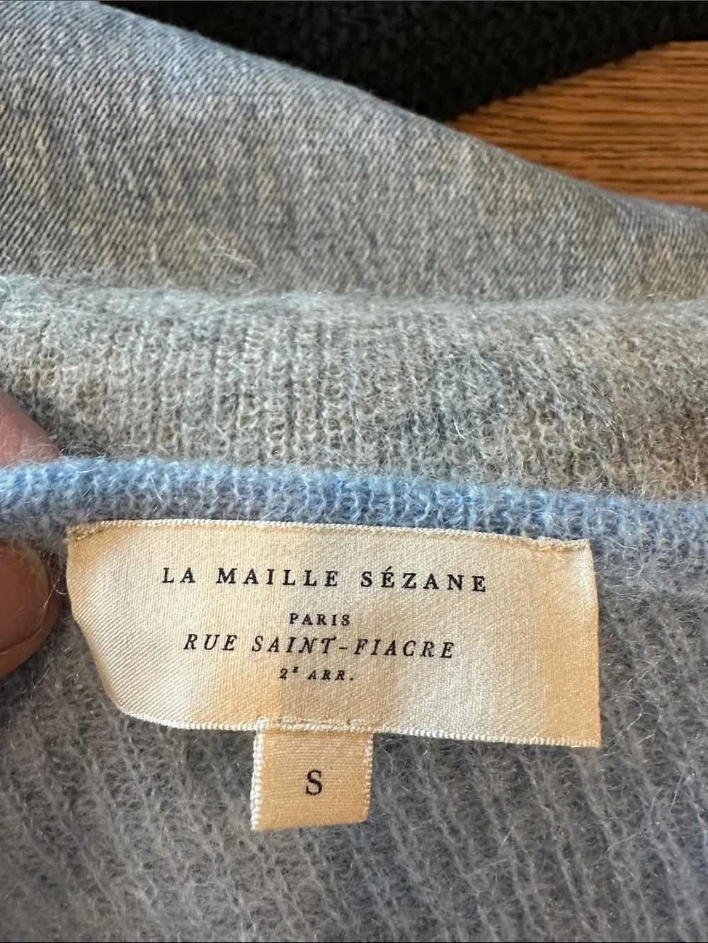 Sezane Pale Blue Fuzzy Button-Back Cardigan - Picture 2 of 4
